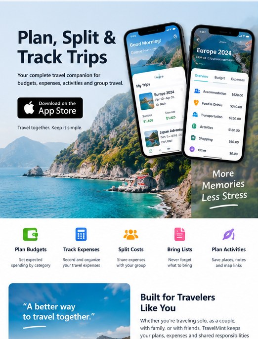 TravelMint travel app preview